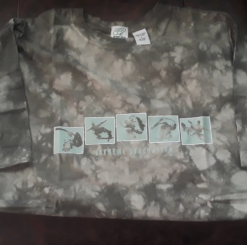 New Green Tie Dye Boys Skateboard T-Shirt